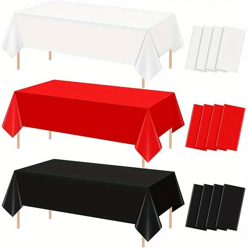 

1pc Plastic Disposable Tablecloth 108in x 54in Party Cover Ideal Birthday Summer Picnic Cleanup Table Protection