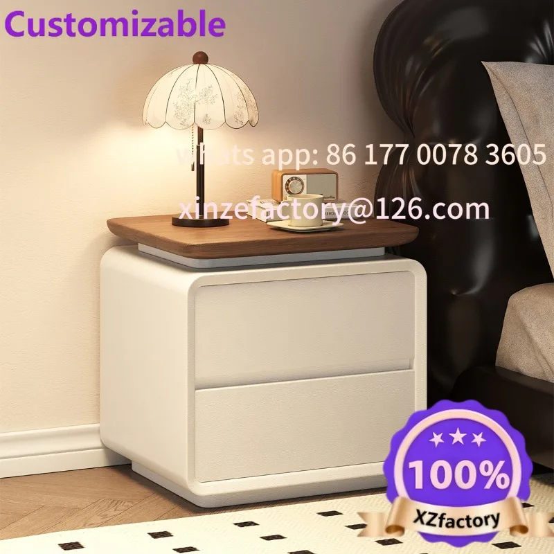 Customizable modern minimalist style bedside table all solid wood free installation