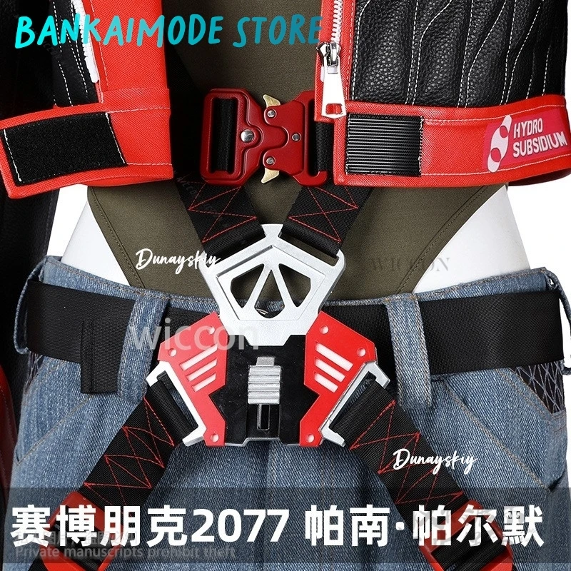 أنيمي لعبة بنام بالمر تأثيري الأحمر والأسود سترات من الجلد فاسق Y2K بنات موضة موحدة حزام شعر مستعار حفلة الهالوين مخصصة