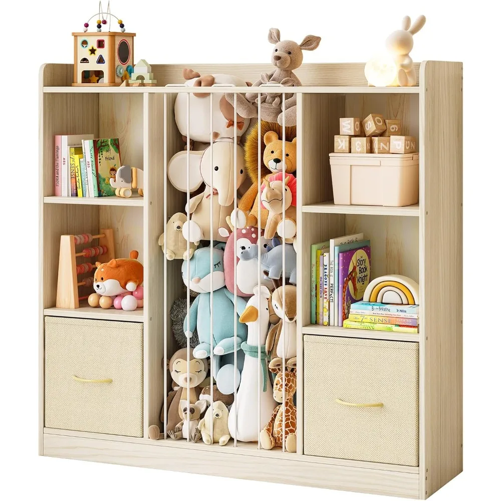 

US Shipping Toy Storage Organizer with Stuffed Animal Storage 6 Cube Bookshelf with Removable Drawers for Kids Room Playroom