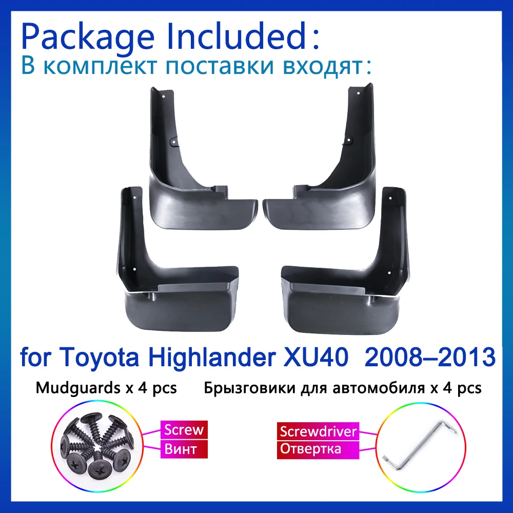 Mudflap 4x for Toyota Highlander Kluger XU40 XU 40 2008 2009 2010 2011 2012 2013 Mudguard Fenders Splash Guards Rear Accessories