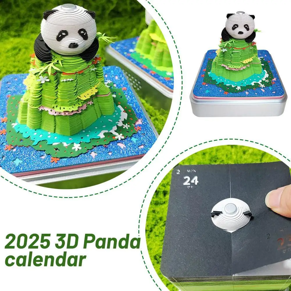 3D Panda 2025 Calendar Paper Carving Art With Light Time Piece Calendar 2025 For DIY Gifts Desktop Decoration