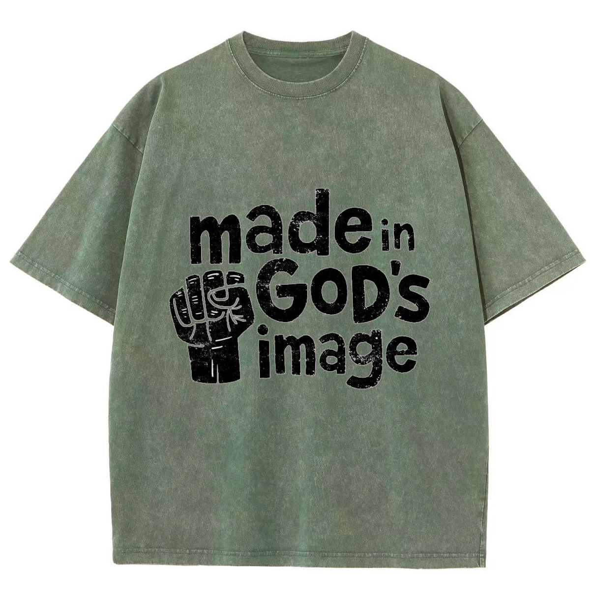 Made In God's Image Monogram Print Women's T-Shirt 2024 Summer Wash Oversized Loose Short Sleeve Casual Fashion Top Tee