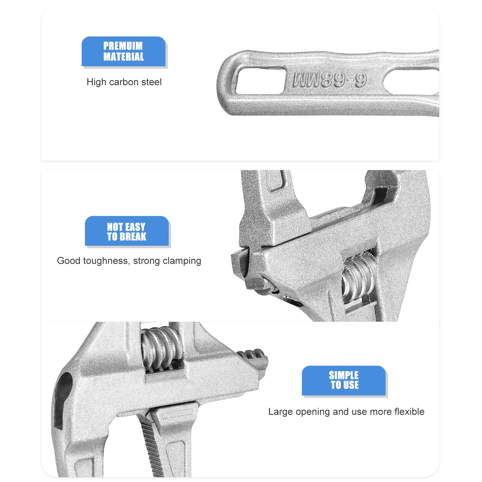 

2Pcs Adjustable Wrench Set Short Handle Steel Ratchet Spanner for Bathroom Plumbing Tools