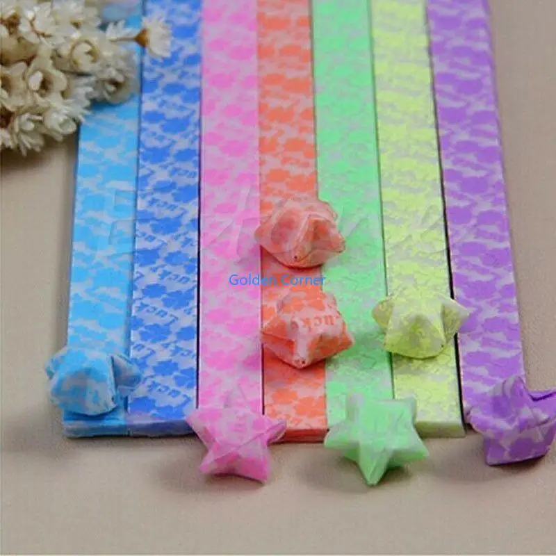 E15d 30pcs Luminous Lucky Star Folding Paper Lucky Star Paper Ribbon