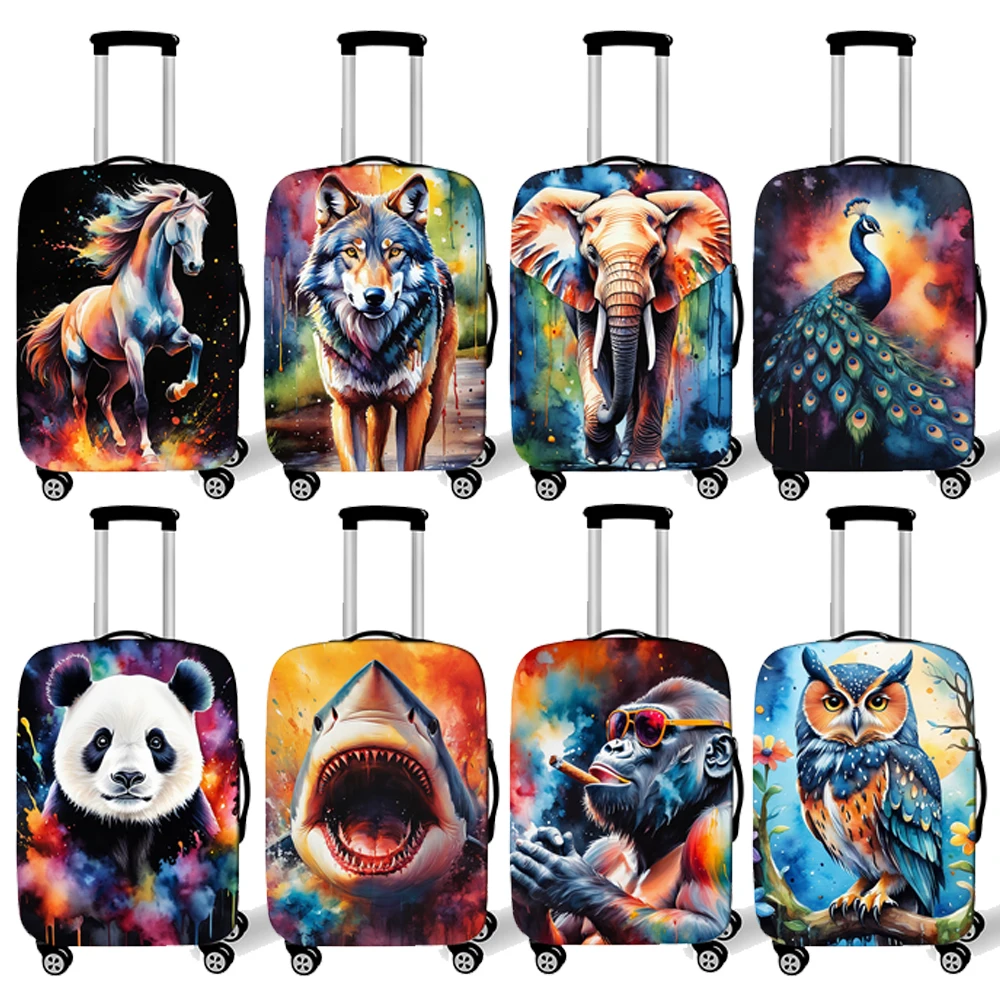 18-32 Inch Watercolor Animal Pattern Panda Wolf Owl  Printing Luggage Cover Gorilla Panda Peacock Suitcase Protective Covers