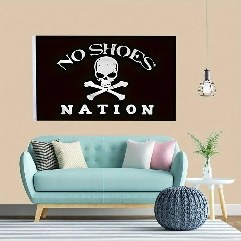 لا توجد أحذية علم القراصنة الأمة، 3x5ft 2x3ft ألياف بوليستر متينة، غسالة نحاسية وخياطة مزدوجة، ديكور منزلي خارجي #4