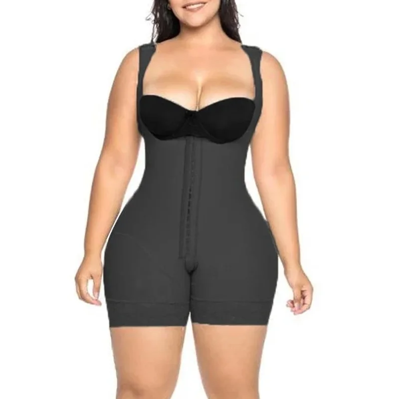 Women's BodyShaper Butt Lifter HOOK AND EYE CLOSURE OPEN BUST Tummy Control Adjustable Wide Shoulder Strap Lace Shapewear