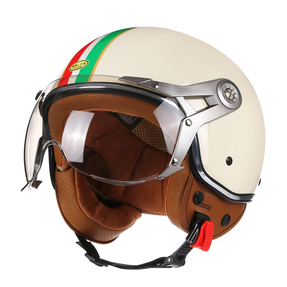 Half Face Racing Helmets Winter Warm Single Visor Motorcycle Helmet Motorbike Sports Helmet Vespa Scooter Casque Cascos Kask ECE