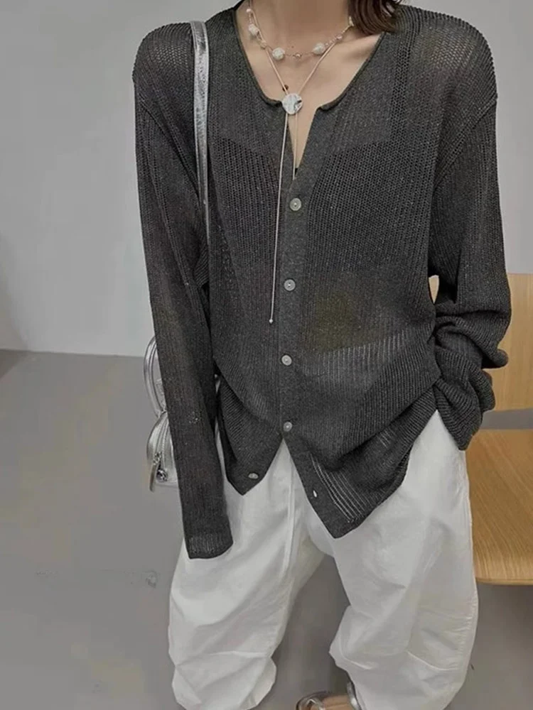 

Длинный вязаный кардиган для похудения, однотонный повседневный льняной женский модный антивозрастной кардиган для отдыха, новый Sle Lazy Wind irt