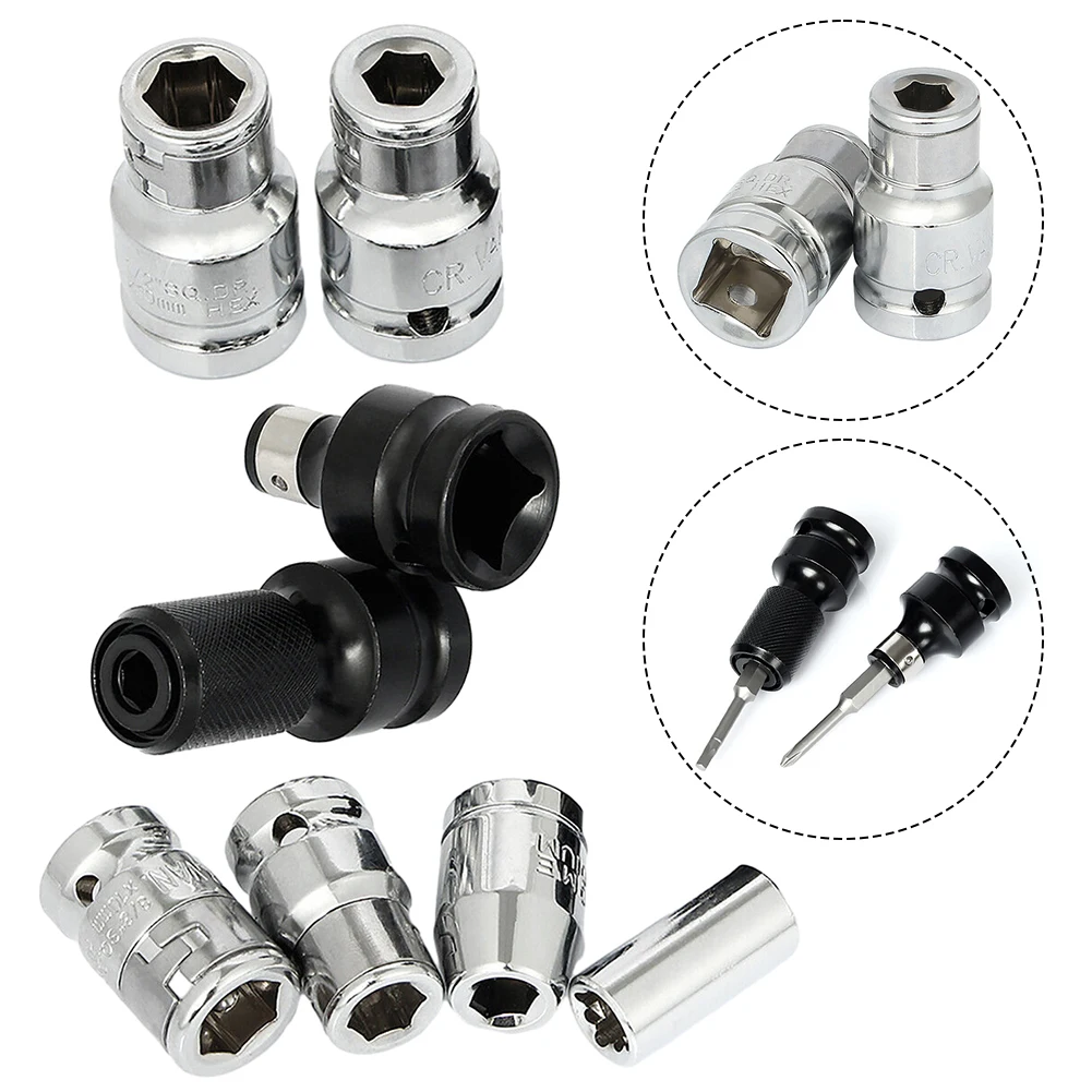 Adaptador de enchufe hexagonal, convertidor de mandril para llave eléctrica y de aire de impacto, 1/2, 1/4, 3/8 pulgadas, 1/4, 3/8, M8, M10