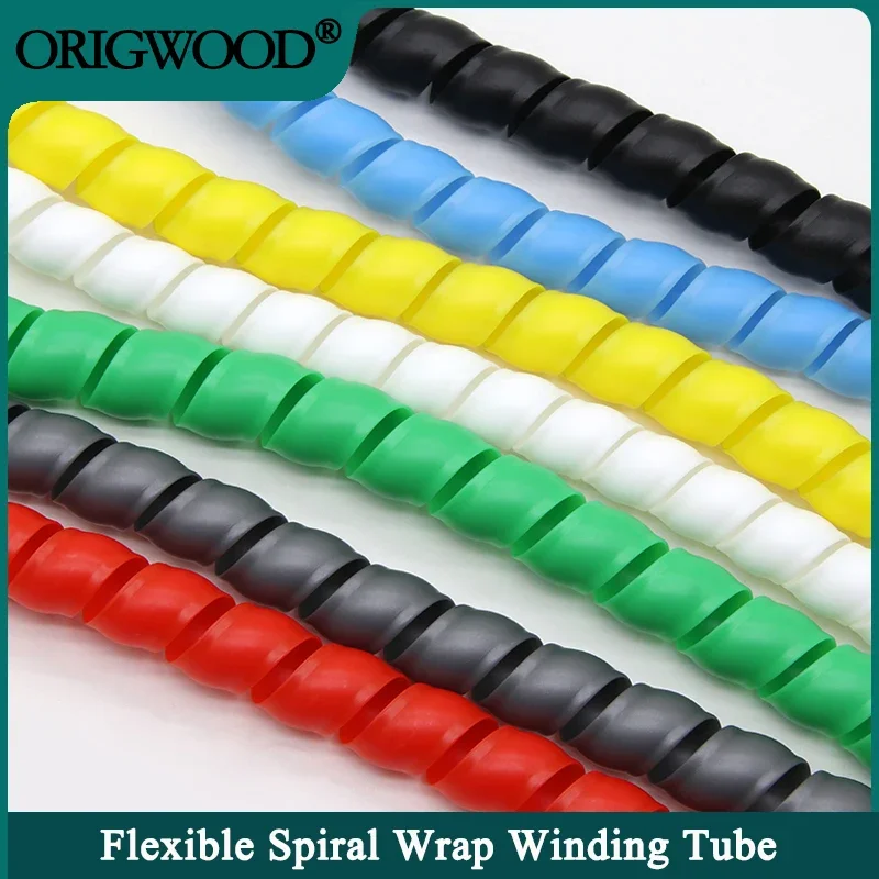 

2/5/10m Line Organizer ID 8mm ~ 40mm Flexible Spiral Wrap Winding Tube Cable Wire Protector Pipe Protection