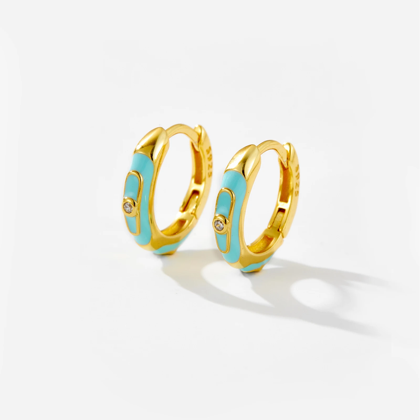 VEWANT 100% 925 Sterling Silver Circle Turquoise Enamel Drop Glue Fashion Hoop Earrings Women 2024 Fine Party Birthday Jewelry