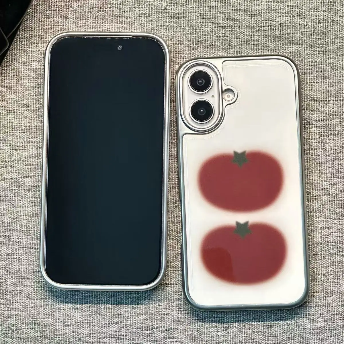 Ins Korean Tomato Pattern Electroplate Drop Phone Case For IPhone 17 Air 16 15 14 13 Pro 12 11 Pro Max Plus Luxury  Cover Case