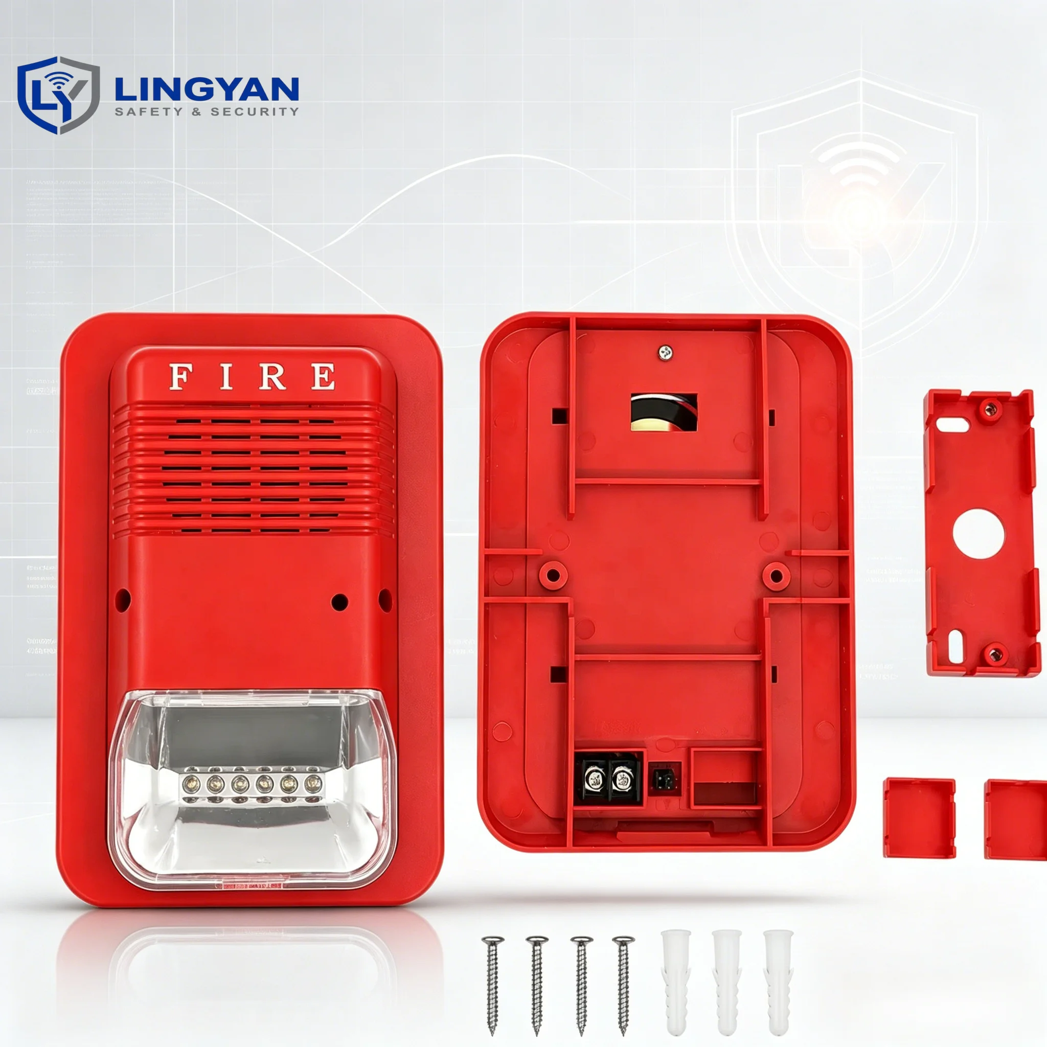 sinalizador-sonoro-multitons-compativel-com-dc-12v-24v-flash-led-e-saida-de-alto-decibel-para-alerta-de-incendio-em-ambientes-internos