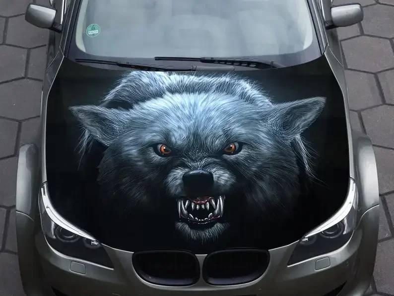 Car hood decal, wrap decal, vinyl sticker, wolf, angry, graphic, truck decal, truck graphic, bonnet decals, skull, f150,Custom