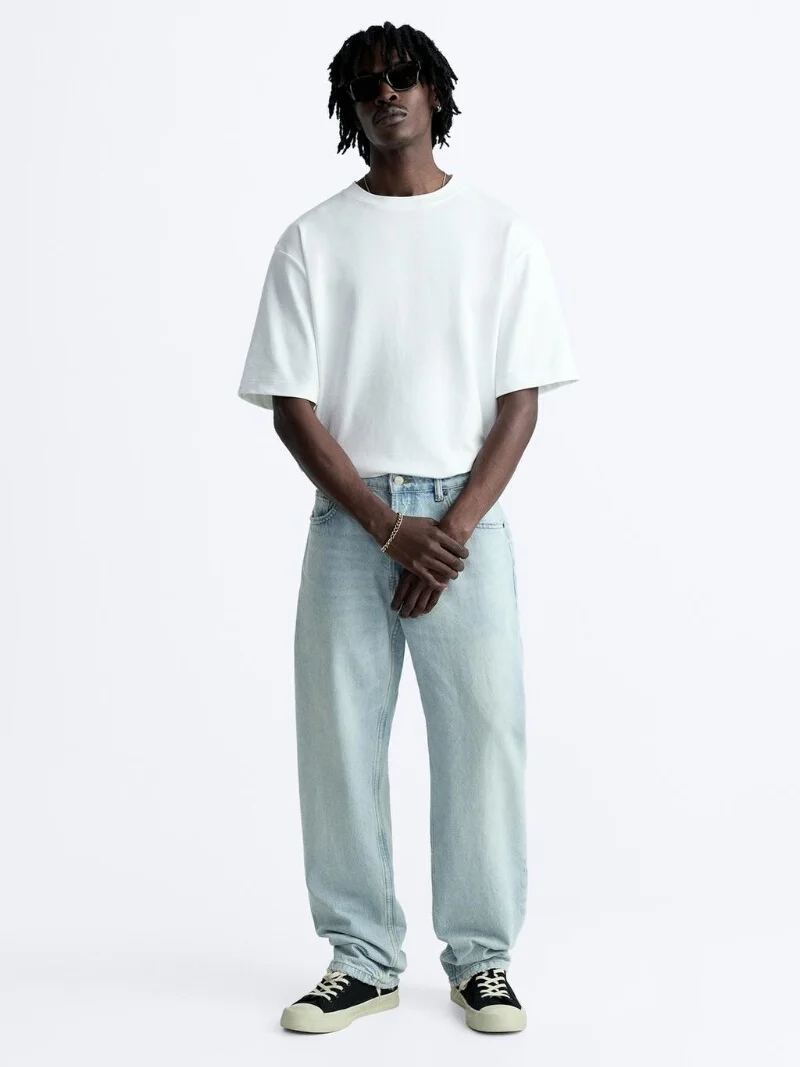 

Новые мужские повседневные джинсы прямого кроя, светло-голубые, в стиле ретро, американские, модные, свободного кроя, со средней посадкой, классические, молодежные, стильные