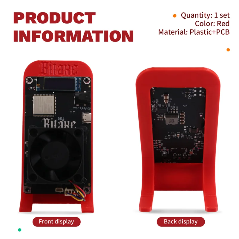 Exquisite-US Plug Bitaxe Gamma 601 Rood 1.2TH/S 18-22W Solo BTC Miner BM1370 voor Antminer S21 Pro, Asic Bitcoin Mining Apparatuur