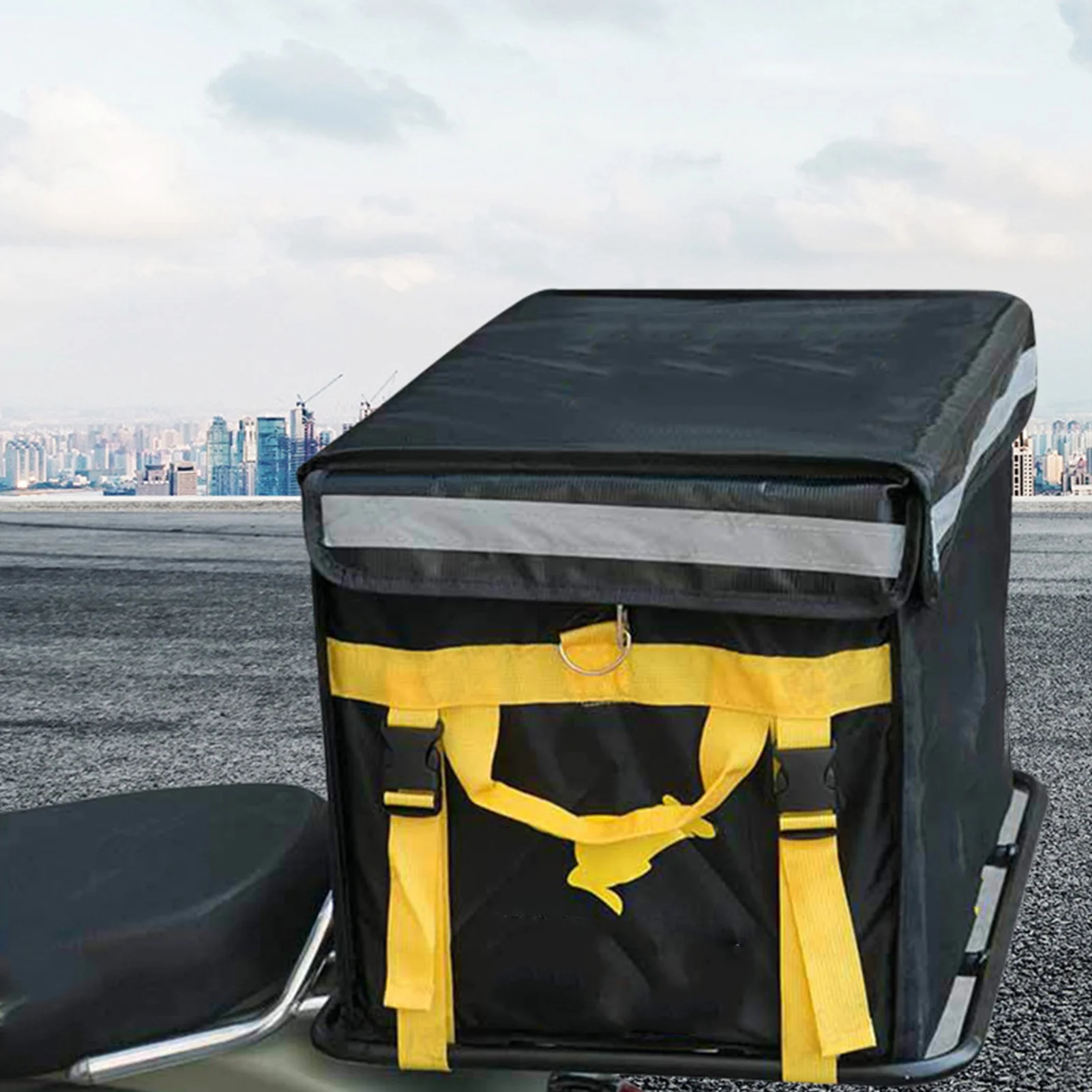 Portapacchi posteriore per moto, portapacchi per scatola per consegna cibo, griglia posteriore, carico da 80 kg, tubo in acciaio senza saldatura universale per moto