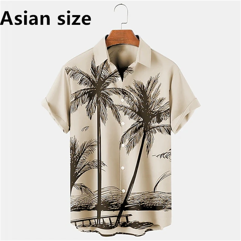 

3D Print Coconut Tree Pattern Hawaiian Shirts For Men New Design Short Sleeve Shirts Summer Men Women Beach Vacation Shirts Tops