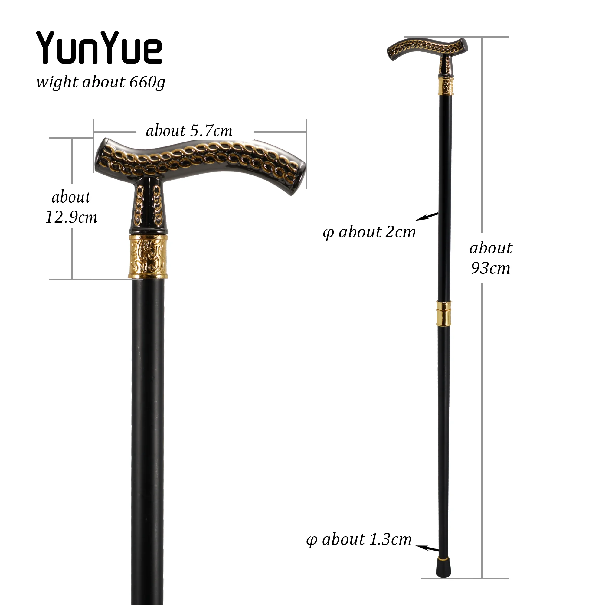 Luxury Black and Gold Flower Wheatear Pattern Fashion Walking Stick Party Decorative Cane Gentlemen Elegant Vintage Walking Cane