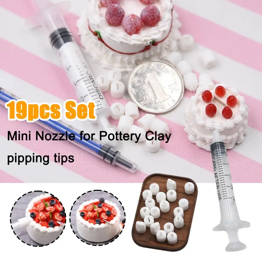 

19Pcs DIY Mini Cake Decoration Tip Cream Glue 3D Syringe Play Decoration Cream Soil Jam Making Cake Tip Food Tip Tool P2I0