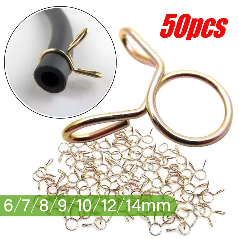 50/20pcs Oil Hose Clamps 6/7/8/9/10/12/14mm Car Motorcycle Scooter ATV Moped Fuel Line Hose Tubing Spring Clips Clamp