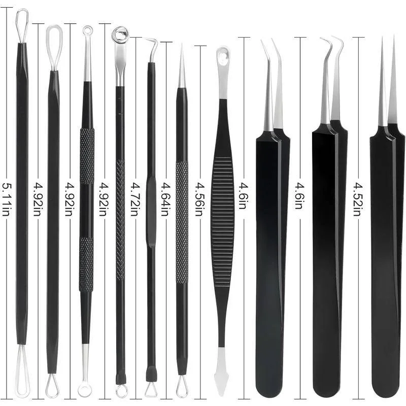 Kit d'outils professionnels Pimple Popper, extracteur de points noirs avec boîtier en métal, retrait facile pour Zit Remoimplemen Front, Antarctique, 10 pièces