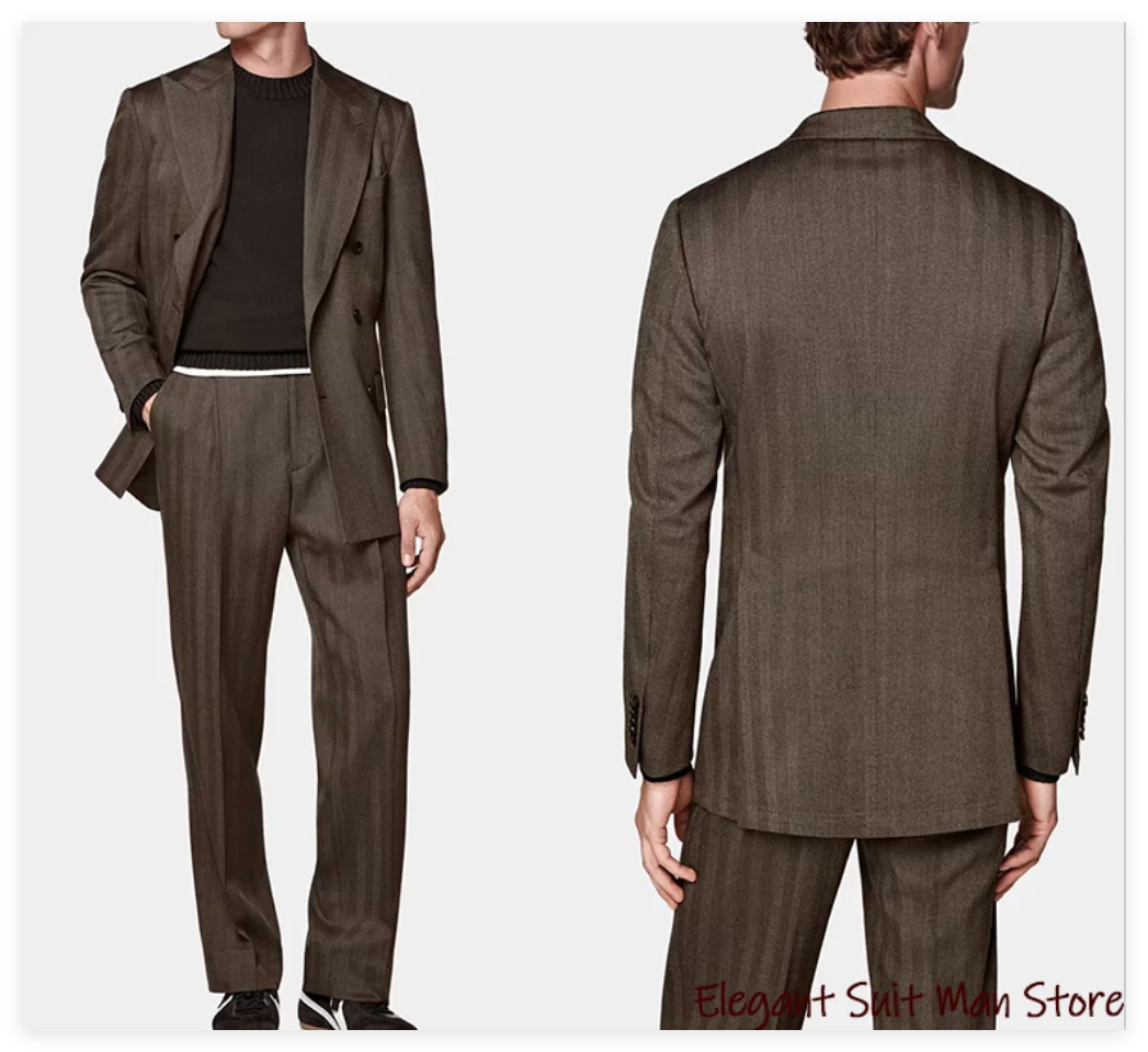 

Мужской костюм, комплект из 2 предметов (куртка + брюки), елочка, ретро-модный винтажный стиль, мужской костюм, комплект для делового банкета