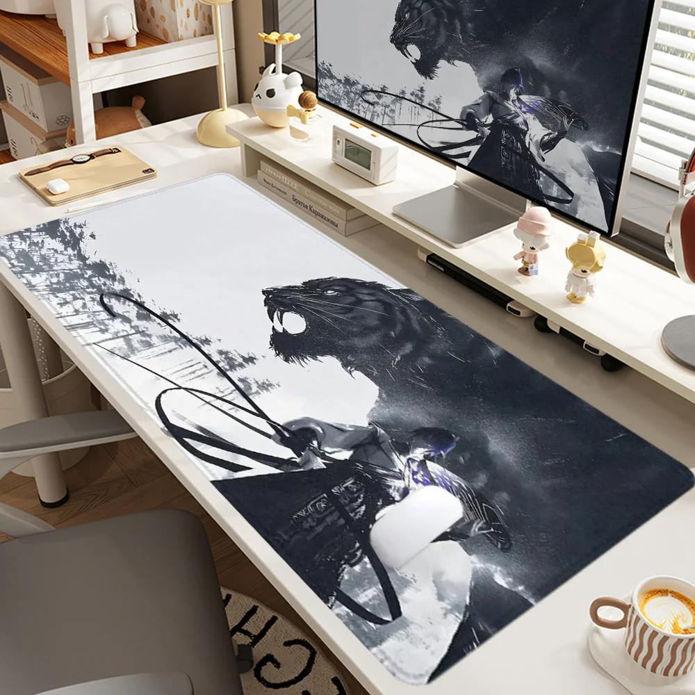 Grote Tijger Muismat Art Design Grote Bureau Accessoires Bureau Pad Rubberen Basis met Gestikte Rand Muismat Antislip Bureaupad
