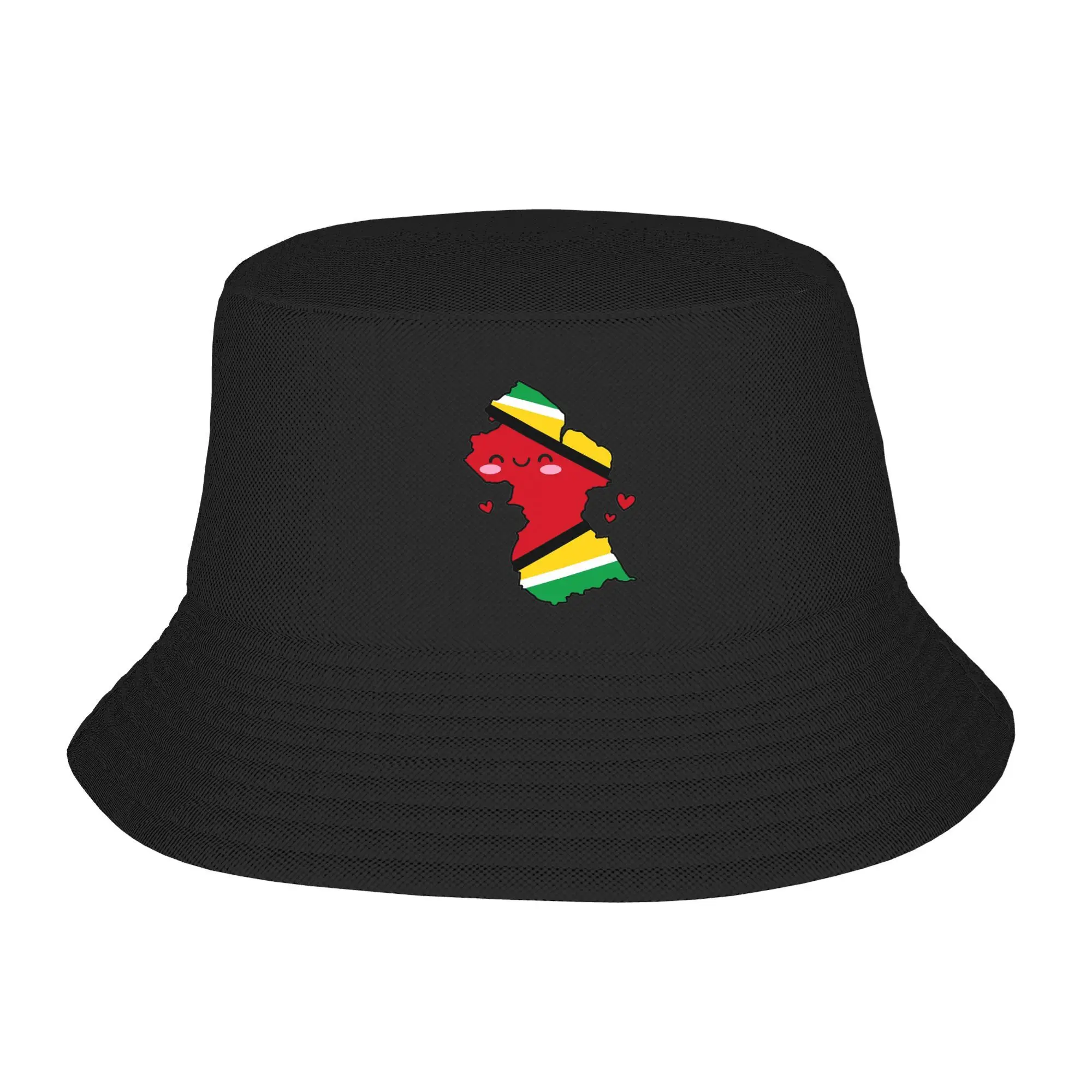 

Guyana Flag Map Smile with Love Bucket Hat Panama Bob Hats Outdoor Hip Hop Autumn For Summer Beach Fishing Unisex Fisherman Caps