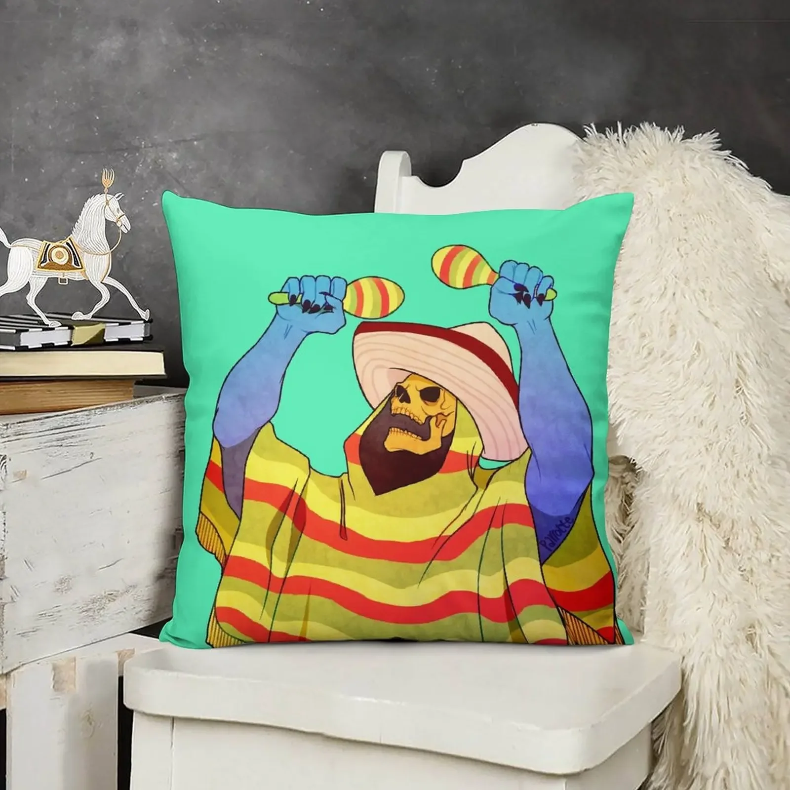mexican skeletor Throw Pillow Pillowcase Cushion Custom Cushion Pillow Cases pillow