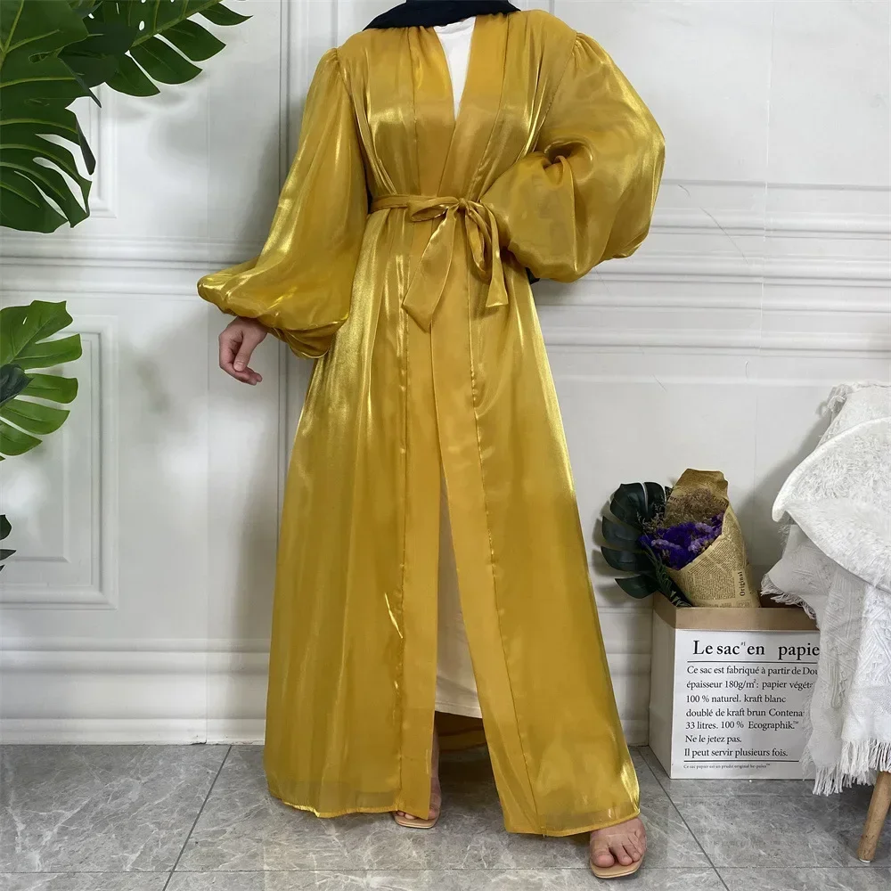 Robe longue en soie brillante pour femmes, Simple, européenne et américaine, tempérament, à lacets, ample, grande taille