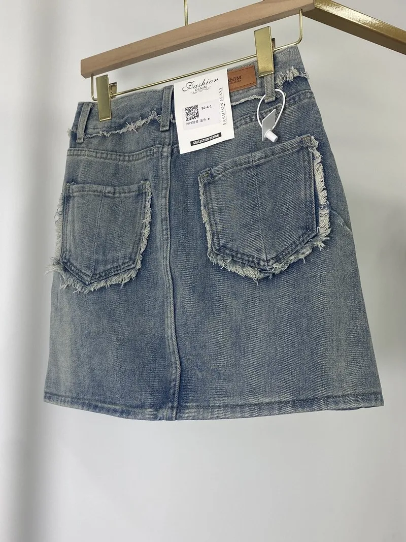 Women's Blue Mini Skirt Vintage High Waist Wrap Skirt Harajuku Korean Style Y2k A-line Short Skirt 2000s Spring Summer Clothes