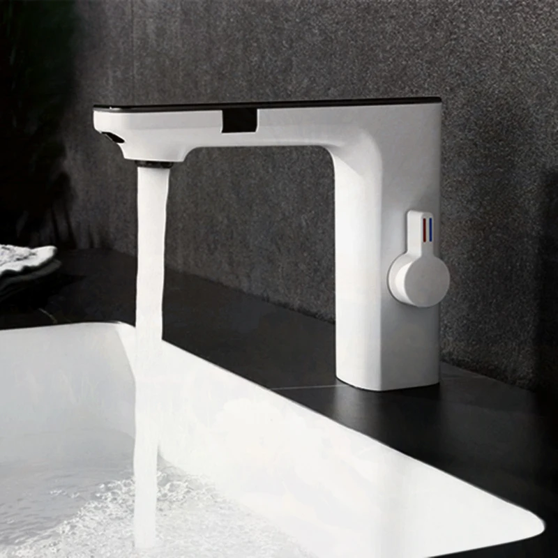 Imagem -02 - Smart Sensor Basin Faucet para Banheiro Torneira Touchless com Display Digital Torneira Misturadora de Água Quente e Fria Tela de Vaidade de Luxo