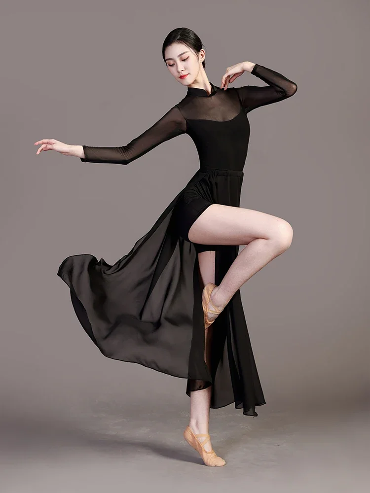 Classical Stage Performance Split Skirt Dancewear Suit Modern Dancing Dress A Slice Dance Skirts Jumpsuit Shorts Two Piece Set
