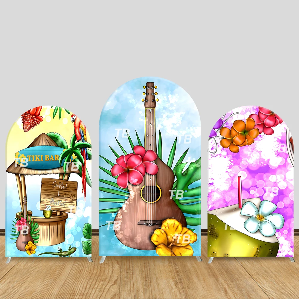 

Tropical Arch Backdrop Cover Guitar Coconut Theme Party Decor Photo Booth Background Summer Vacation Event Supplies