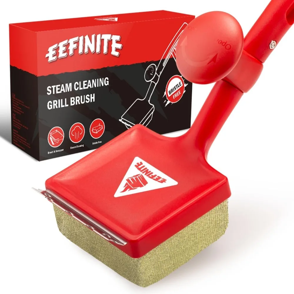 

BBQ Grill Cleaner Brush, EEFINITE Steam Grill Brush for Outdoor Grilling with Replacement Scrub Sponge + Superior Scraper, Safe