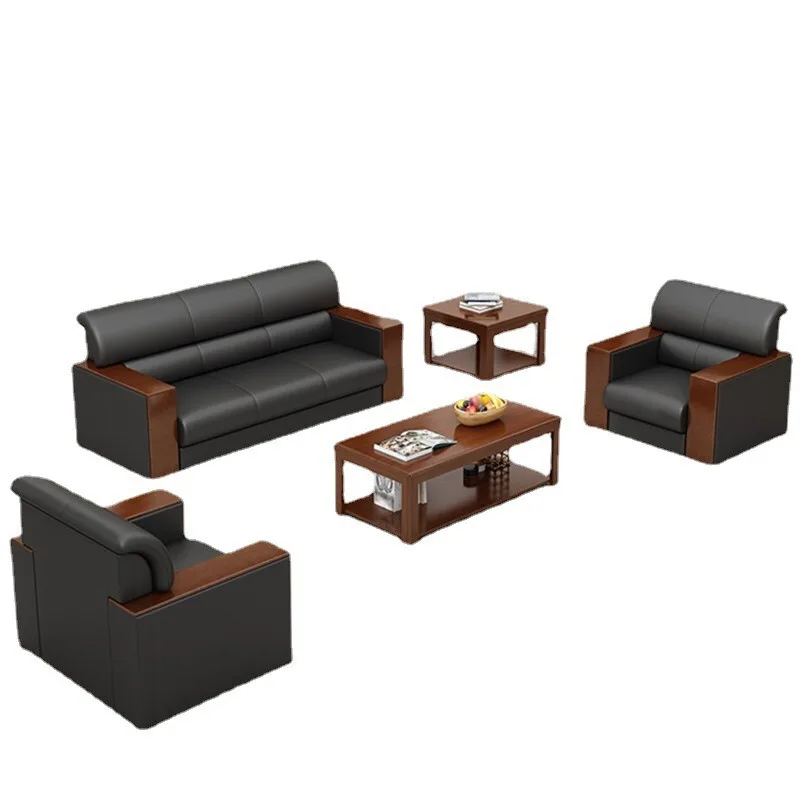 2026 New Arrival Office Luxury Leather Sofa Set Modern Luxury Simple Design Black and Brown Color Office Wiaiting Leather Sofas