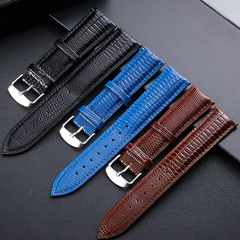 UTHAI P38 Watchband Lizard Pattern Shiny Cow Leather Strap 18mm 20mm 22mm For Samsung For Huawei Smart Watch Bracelet