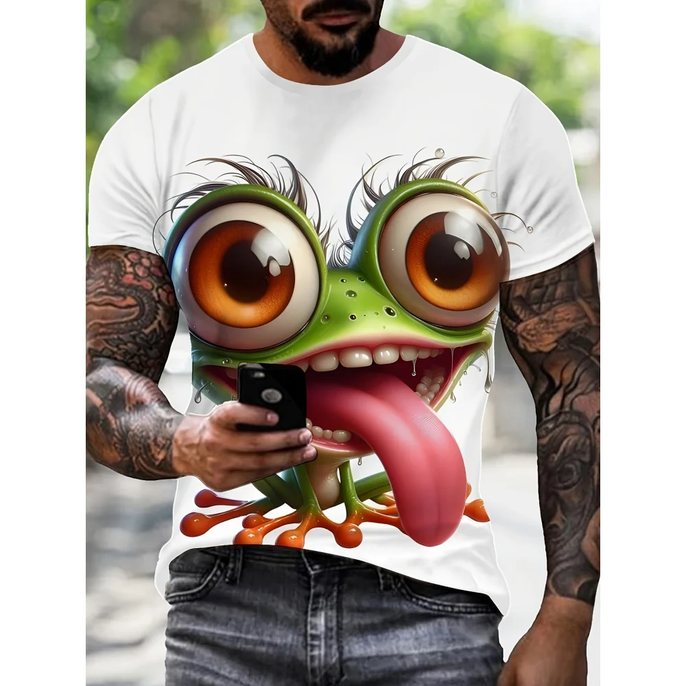 

Men's 3D Printed Frog Pattern T-Shirt with Big Eyes Street Fashion Casual Short Sleeve Comfortable Versatile Outdoor T-Shirt Men