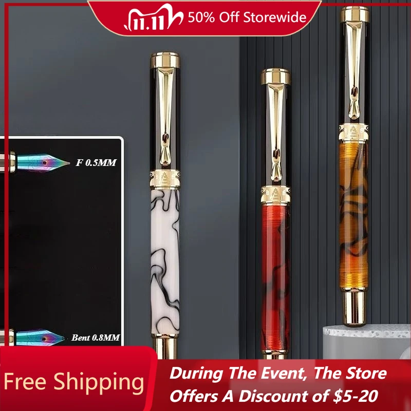 

Акриловая авторучка Lanbitou для студентов, практики письма, высококачественные деловые офисные изысканные канцелярские принадлежности, изогнутые, 0,8 мм