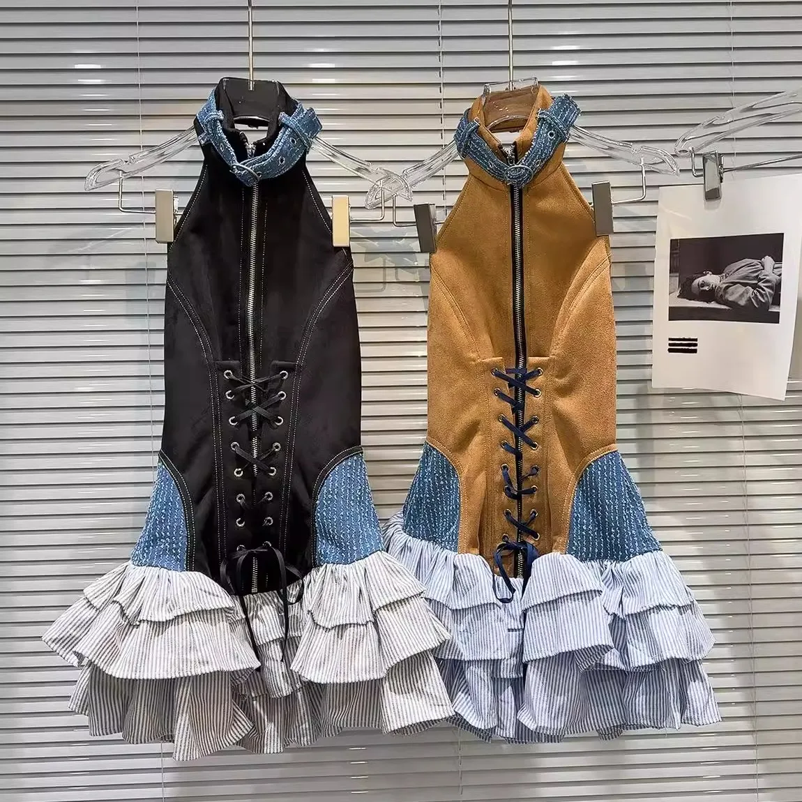 Mode doux Cool épicé fille cravate Ba Dr gonflé Svel gilet Dr suspendu Ne gilet Dr printemps 2025 femmes Faion