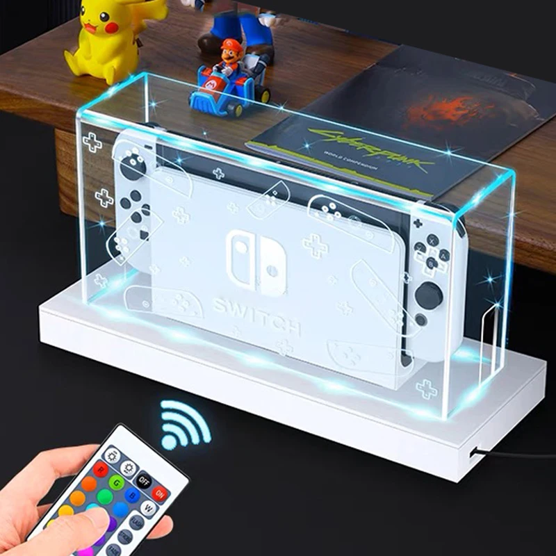 

Clear Dust Cover For Nintendo Switch Acrylic Display Box RGB Light Luminous Base Protective Shell for Switch OLED Accessories