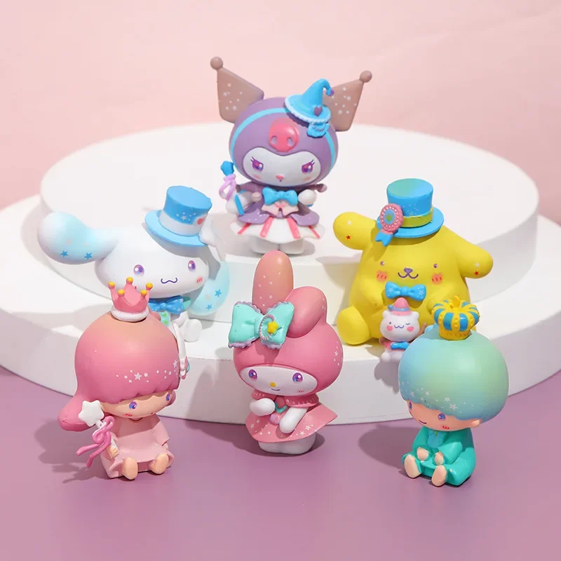 6Pcs/Set Sanrio Toys My Melody Kuromi Anime Figures Cinnamoroll Kawaii Doll Cute Action figure Christmas Gifts for Children