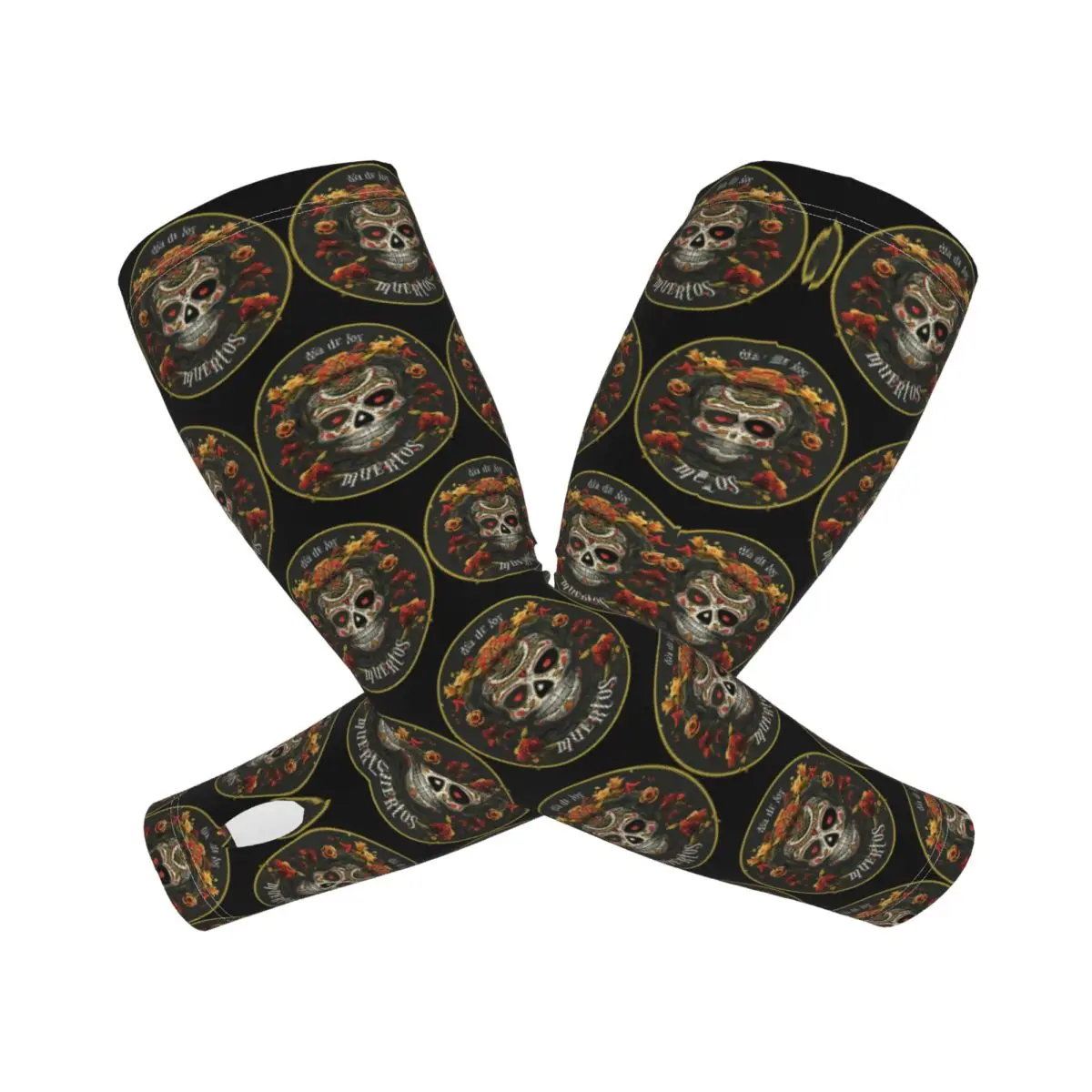 المكسيكي كاترينا فتاة يوم الموتى السكر الجمجمة في الهواء الطلق أكمام أذرع تبريد الشمس الأشعة فوق البنفسجية غطاء للحماية الجليد الحرير ركوب الدراجات أكمام الوشم #1