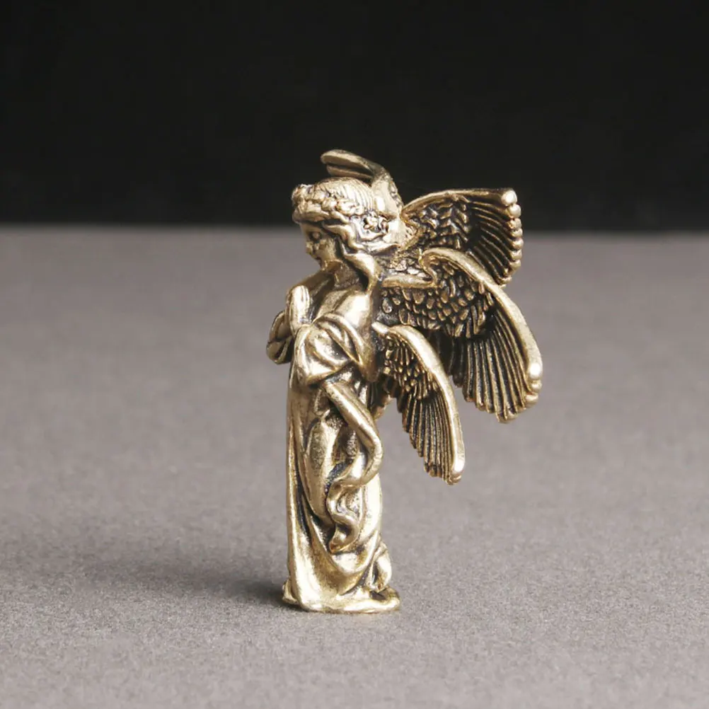 

Brass Angel Statues Vintage Decor Exquisite Cupid-shape Figurine Retro Ornament Desktop Adornment Tabletop Model