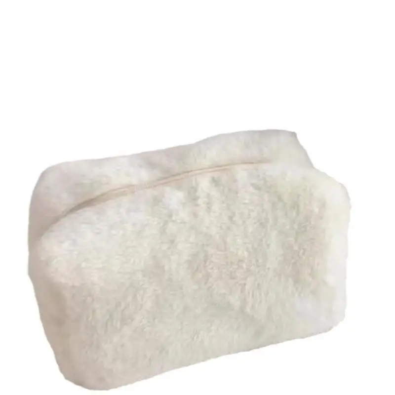 حقيبة مكياج قطيفة لطيفة للنساء محمولة للسفر حقائب مستحضرات تجميل صغيرة بلون سادة وسحاب حقيبة أدوات الزينة حقيبة غسيل أكياس تخزين