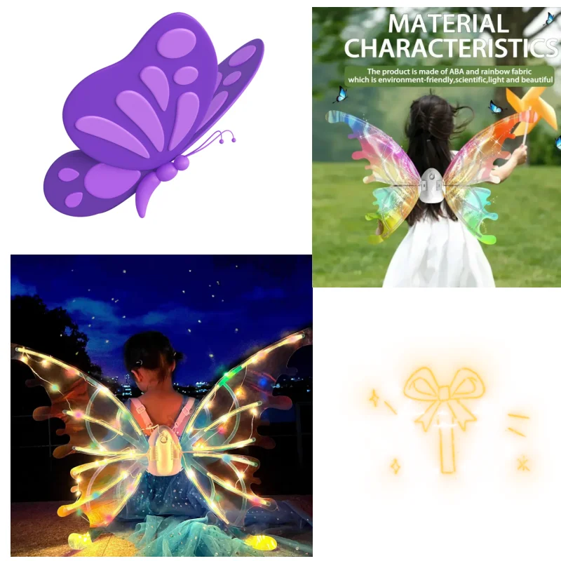 

Halloween Children Electric Butterfly Wings Elf Wings Costume Magic Led Bats Wing Cosplay Dress Up Birthday Christmas Party