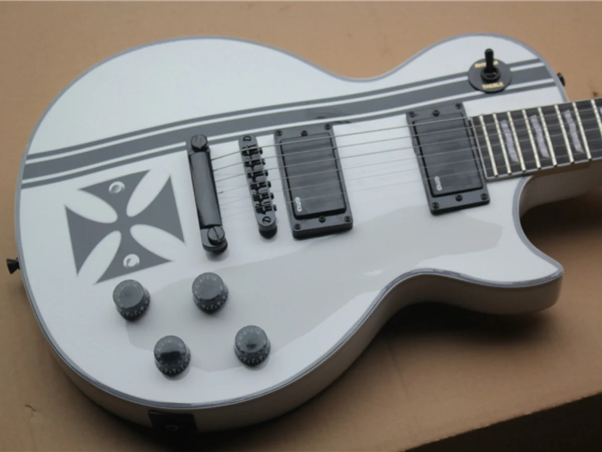 High quality White ESP Electric Guitar, Factory Solid wood EMG Pickup Electric Guitar (102)